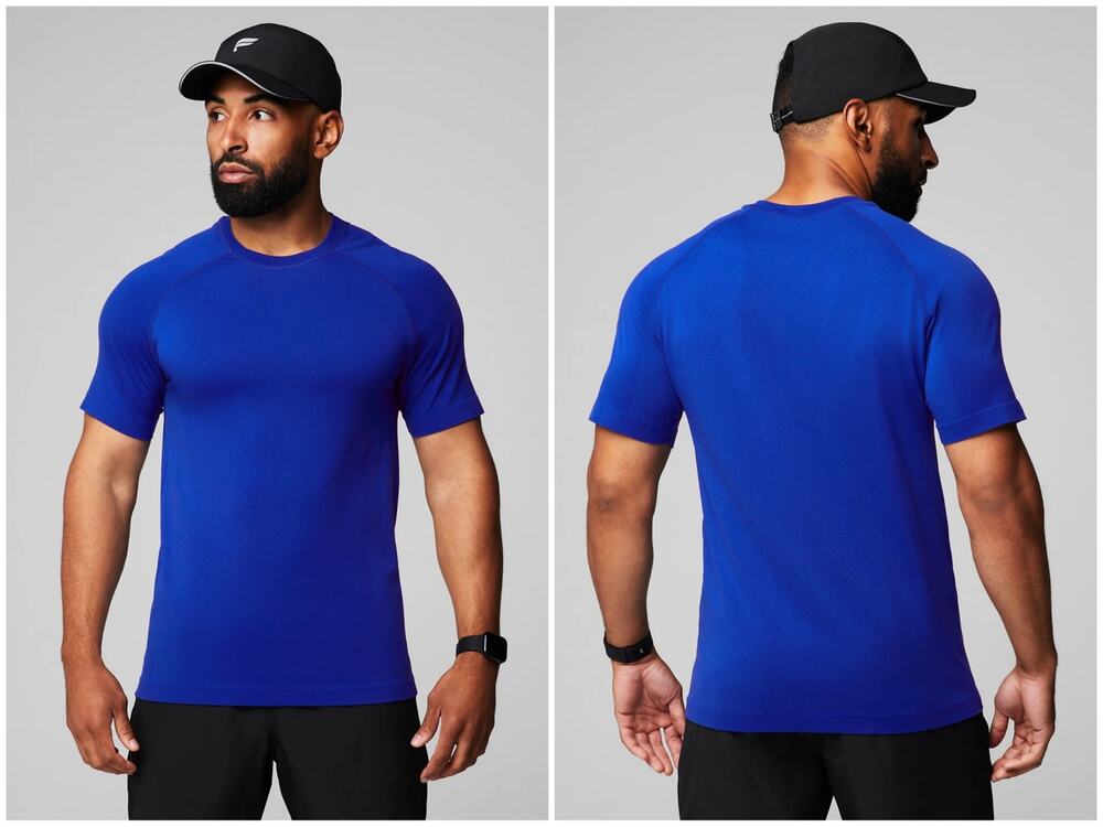 Fabletics Men's The Training Day Tee Admiral Bueu Size XXL Short Sleeve Gym Run